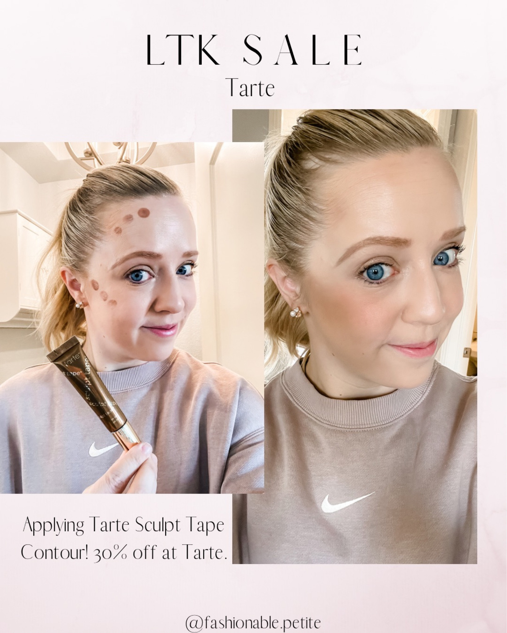 Wearing cool bronze in Sculpt Tape Contour by Tarte! A little goes a long ways. 30% off at Tarte for the ltk sale! 
Tarte. Cosmetics. Contour. Makeup. Liquid Contour. 

#LTKSale