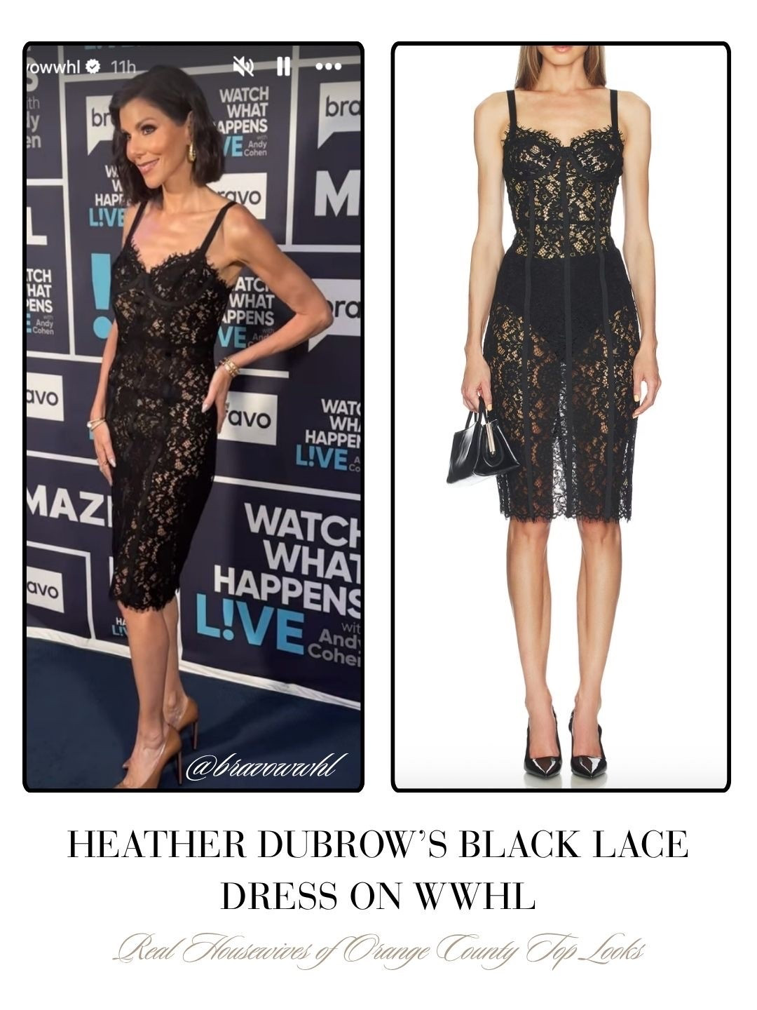 Heather Dubrow’s Black Lace Dress on WWHL 📸 = @bravowwhl