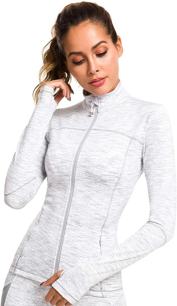 QUEENIEKE Womens Sports Jacket Turtleneck Slim Fit Full-Zip Running Top 80927 | Amazon (US)
