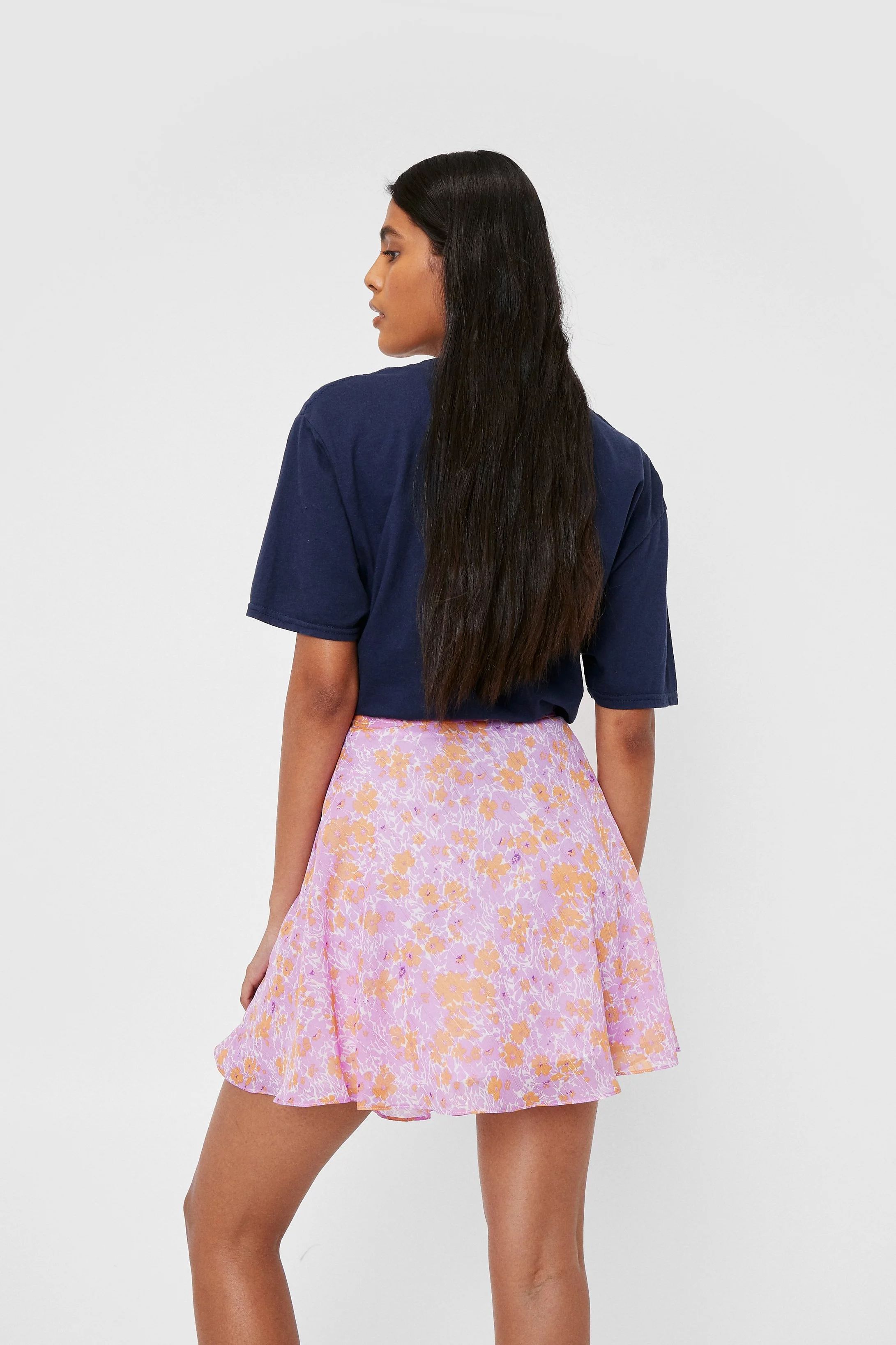 Chiffon Floral Belted Mini Skirt | Nasty Gal (US)