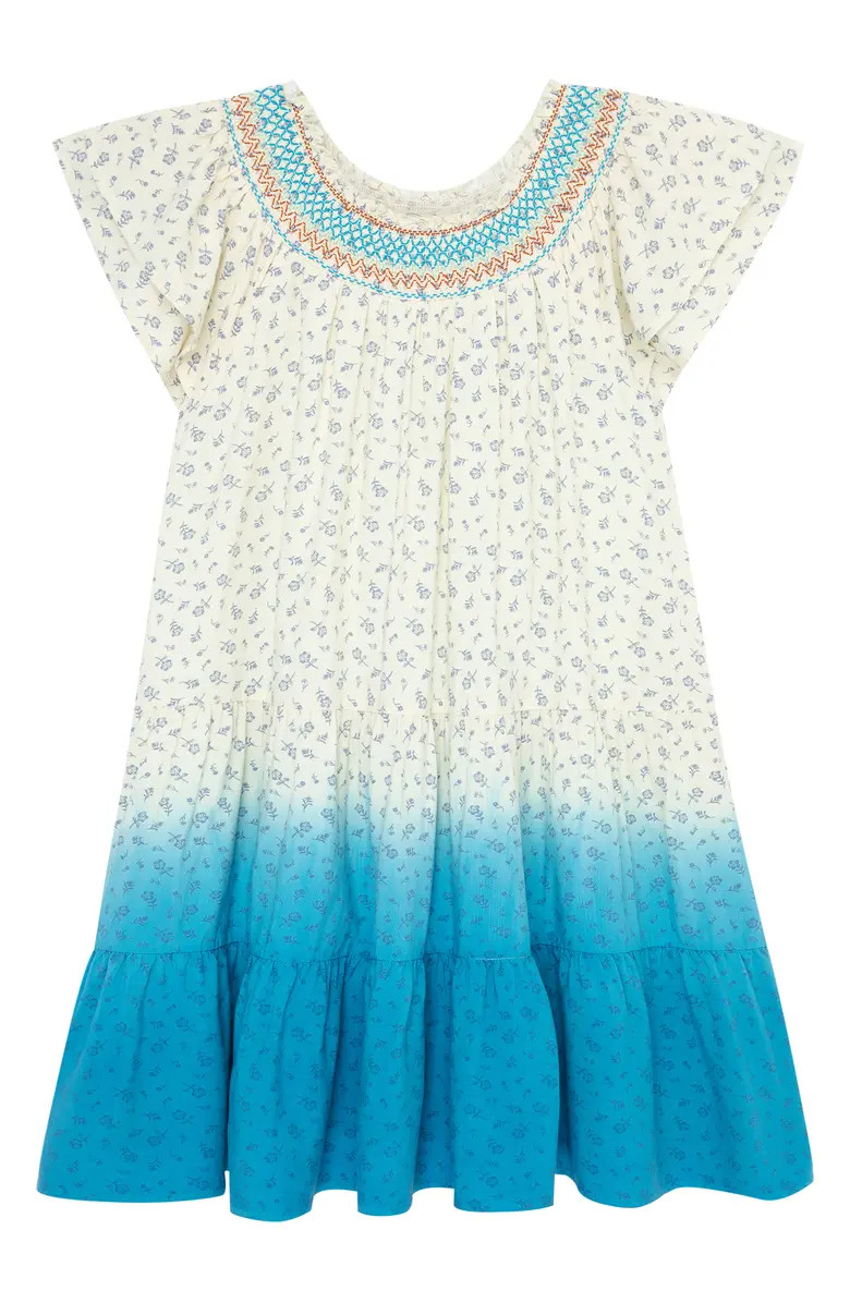 Peek Aren't You Curious Kids' Floral Smocked Tiered Dip Dye Dress | Nordstrom | Nordstrom