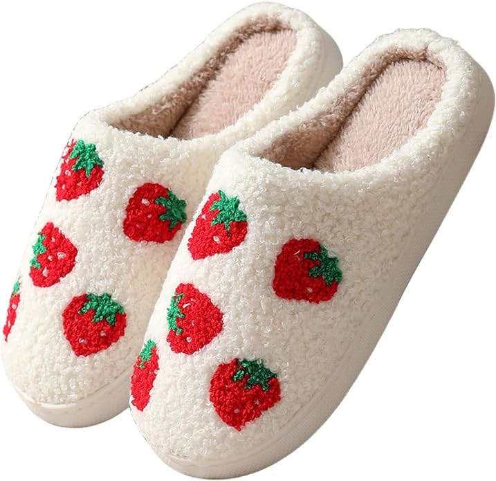 Women's Fuzzy Fruit Series Strawberry Slippers | Amazon (US)