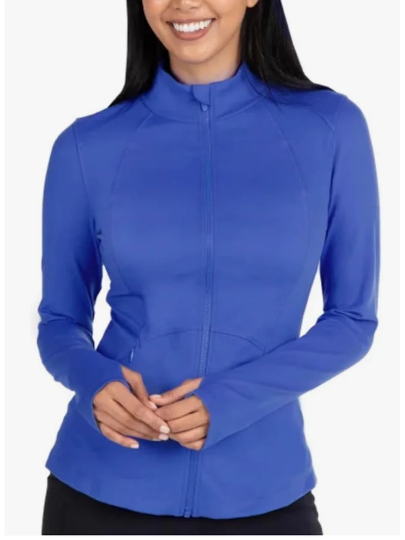 Spyder Women's Stretch Long Sleeve Zip Up Yoga Jacket with Thumb Holes Blue Medium | Walmart (US)