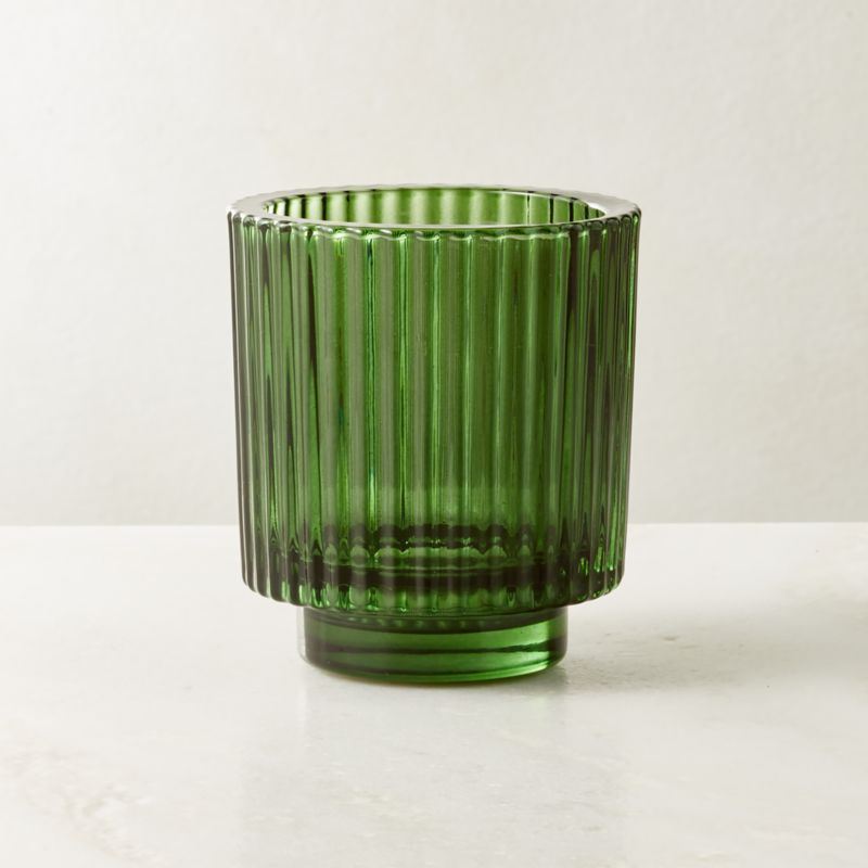 Ezra Green Glass Tealight Candle Holder + Reviews | CB2 | CB2