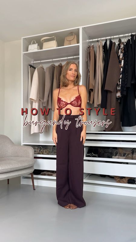 How to style: burgundy or red trousers ✨ 

Read the size guide/size reviews to pick the right size.

Leave a 🖤 to favorite this post and come back later to shop

Burgundy trousers, full length trousers, workwear, work outfit, office outfit, lace bra, burgundy outfit, turtleneck top, pea coatt

#LTKeurope #LTKworkwear #LTKSeasonal