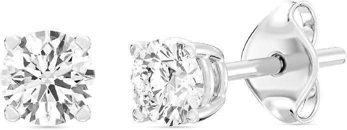 Gilded Lab-Grown Diamond Stud Earrings | 925 Sterling Silver Studs and 14KT Gold 925 Plated Silve... | Amazon (US)