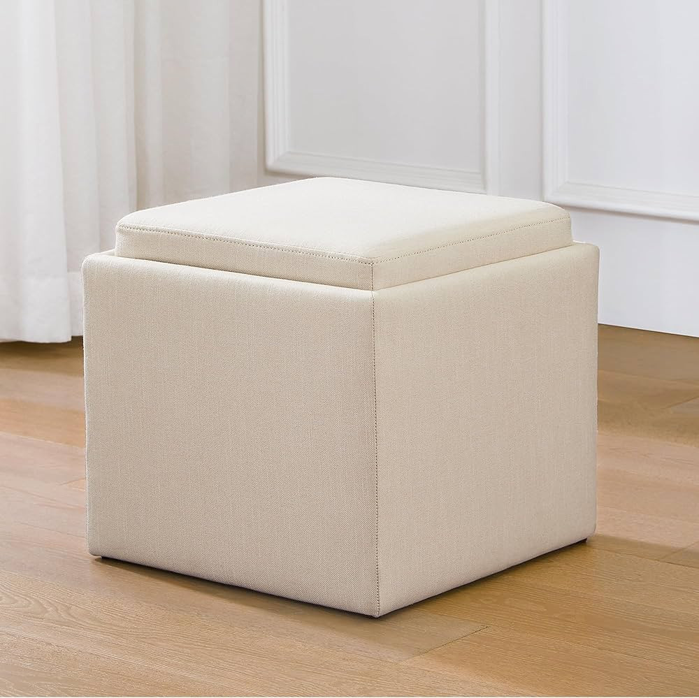 Storage Ottoman Set of 2, Foot Stools Ottoman, Small Ottoman Foot Rest for Couch, Square Ottoman ... | Amazon (US)