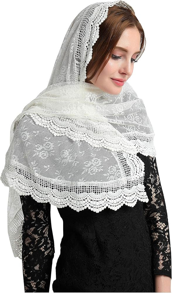 Soft Scarf Mantilla Ivory Lace Catholic Chapel Veil V31 | Amazon (US)