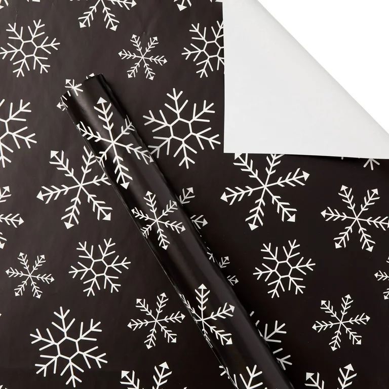 Arrow Snowflakes Wrapping Paper, Black, White, Christmas, 30", 160 Sq ft, by Holiday Time | Walmart (US)