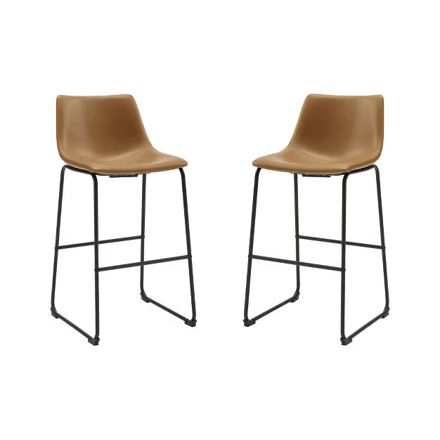 Set of 2 Laslo Modern Upholstered Faux Leather Barstools - Saracina Home | Target