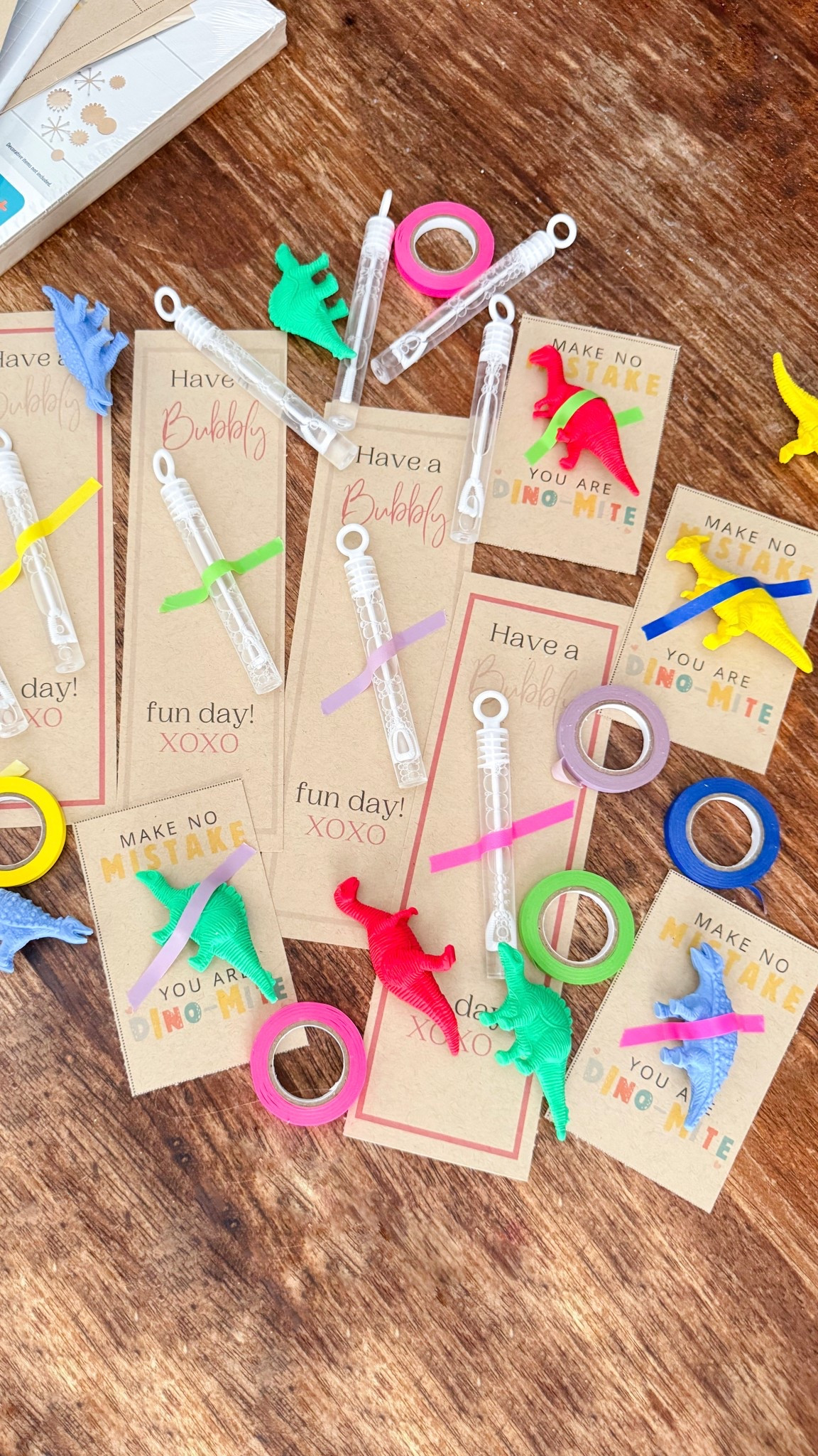 Quick, easy and best of all budget friendly.  These homemade non candy Valentines are perfect for the classroom!  One son wanted Dino erasers and another bubbles so we made them.  Check out the supplies I used to make your own and download my free printable - stylesimpler.com

#LTKKids #LTKSeasonal #LTKmomlife