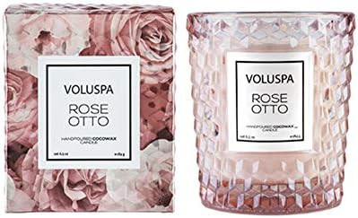 Voluspa Rose Otto Candle | Classic Textured Glass | 6.5 Oz. | 40 Hour Burn Time | Coconut Wax and Na | Amazon (US)
