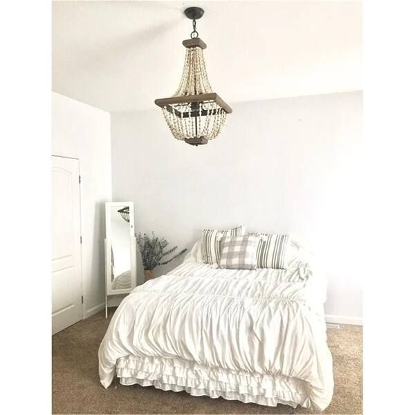 Farmhouse Wood Beaded Basket 4-Light Empire Chandelier | Bed Bath & Beyond