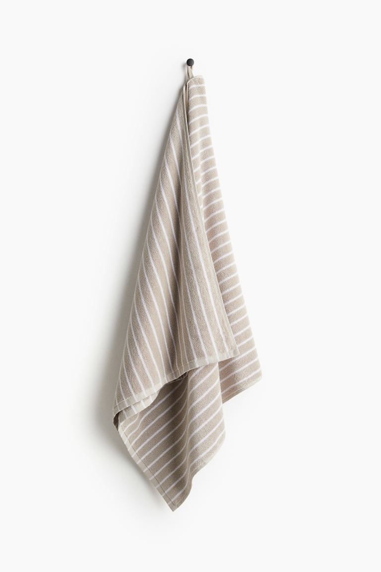 Striped Bath Towel - Light beige/white - Home All | H&M US | H&M (US + CA)