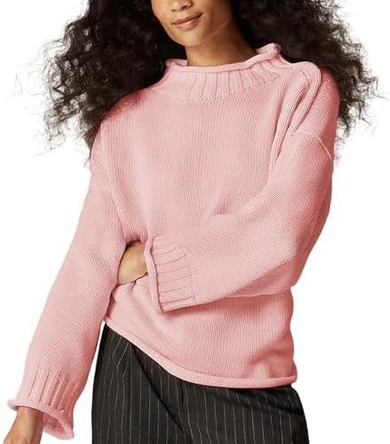 Women's Oversized Roll Neck Sweater Long Sleeve Chunky Knit Pullover Cozy Fall Winter Tops Casual... | Amazon (US)
