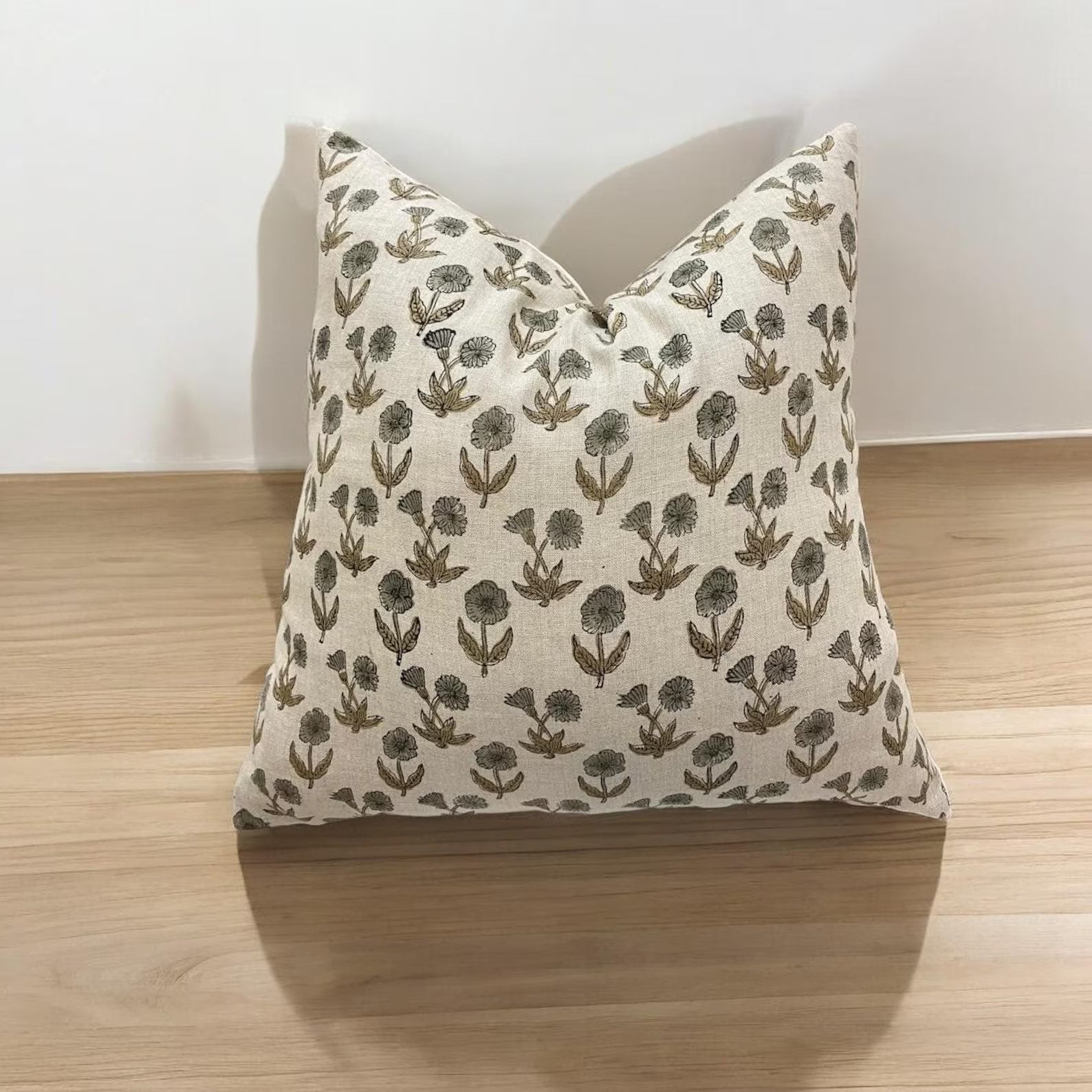 Handcrafted Linen Pillow Cover - Natural & Eco-friendly Home Décor, Hand Block Floral Pillow Cov... | Etsy (US)