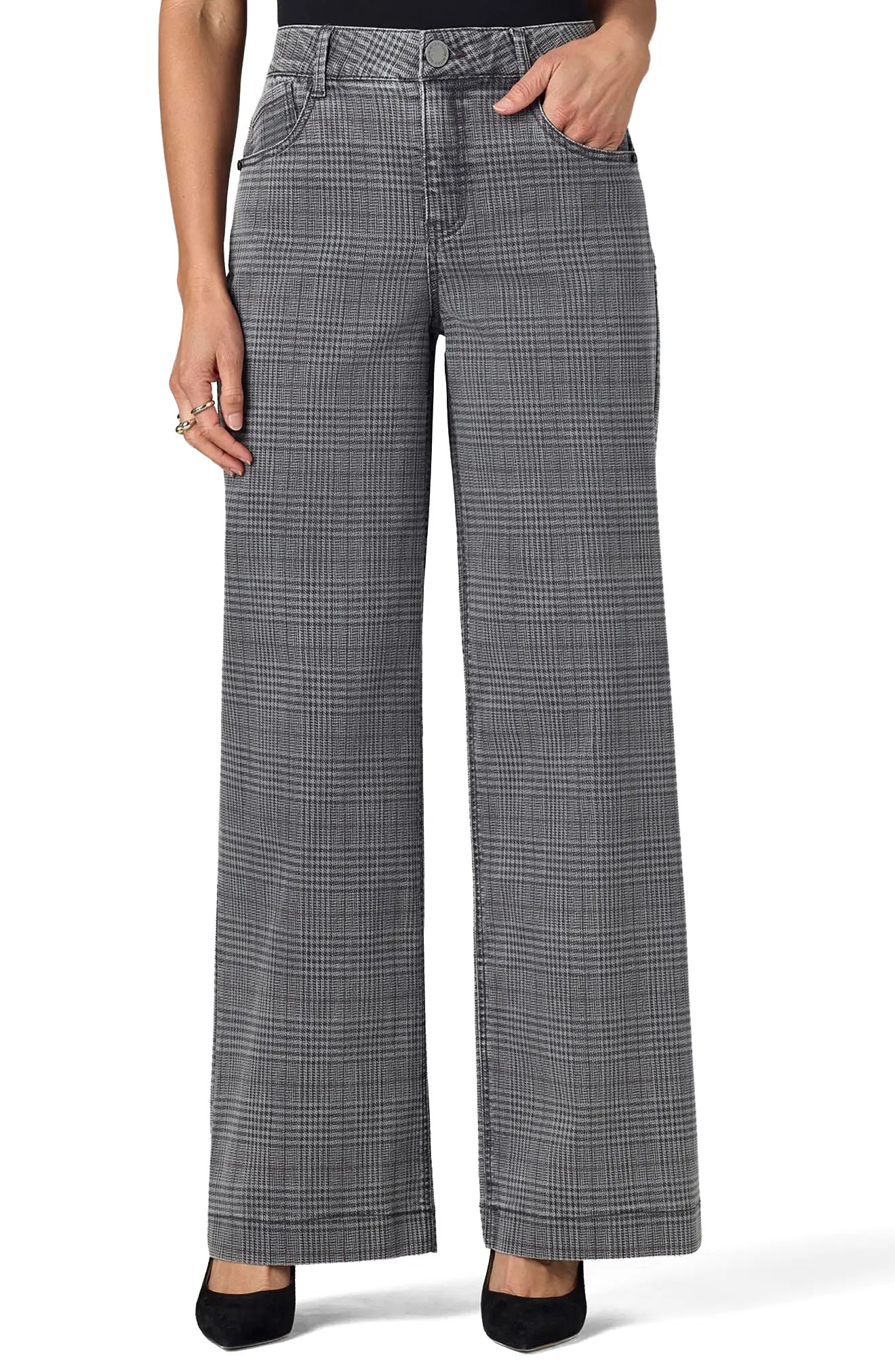 Sam Plaid High Waist Wide Leg Jeans (Women) | Nordstrom | Nordstrom