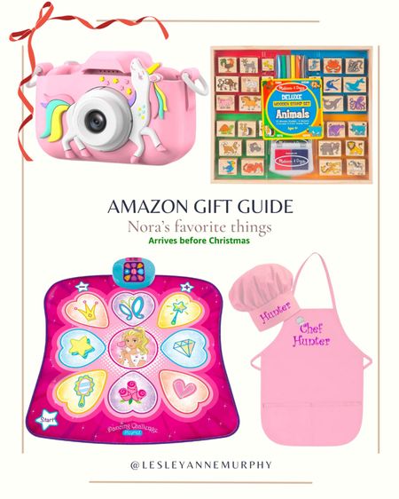 Last minute Amazon gift guide for your littles! These are Nora’s favorite things. An adorable kids digital camera, a personalized little chef apron, dance mat, and Melissa & Doug stamp set. Sure to please the little ones in your life and to arrive by Christmas! 

#GiftGuideforKids #Toddlergifts #lastminutegits

#LTKHoliday #LTKkids #LTKGiftGuide