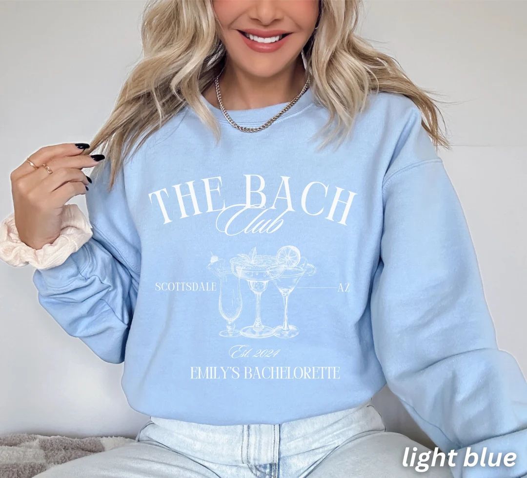 Bachelorette Party Shirts, the Bach Club Bachelorette Sweatshirts, Custom Bachelorette, Luxury Wi... | Etsy (US)