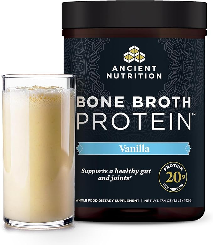 Ancient Nutrition Grass Fed, Cage Free, Bone Broth Protein Powder, 20g Protein, Hydrolyzed Collag... | Amazon (US)