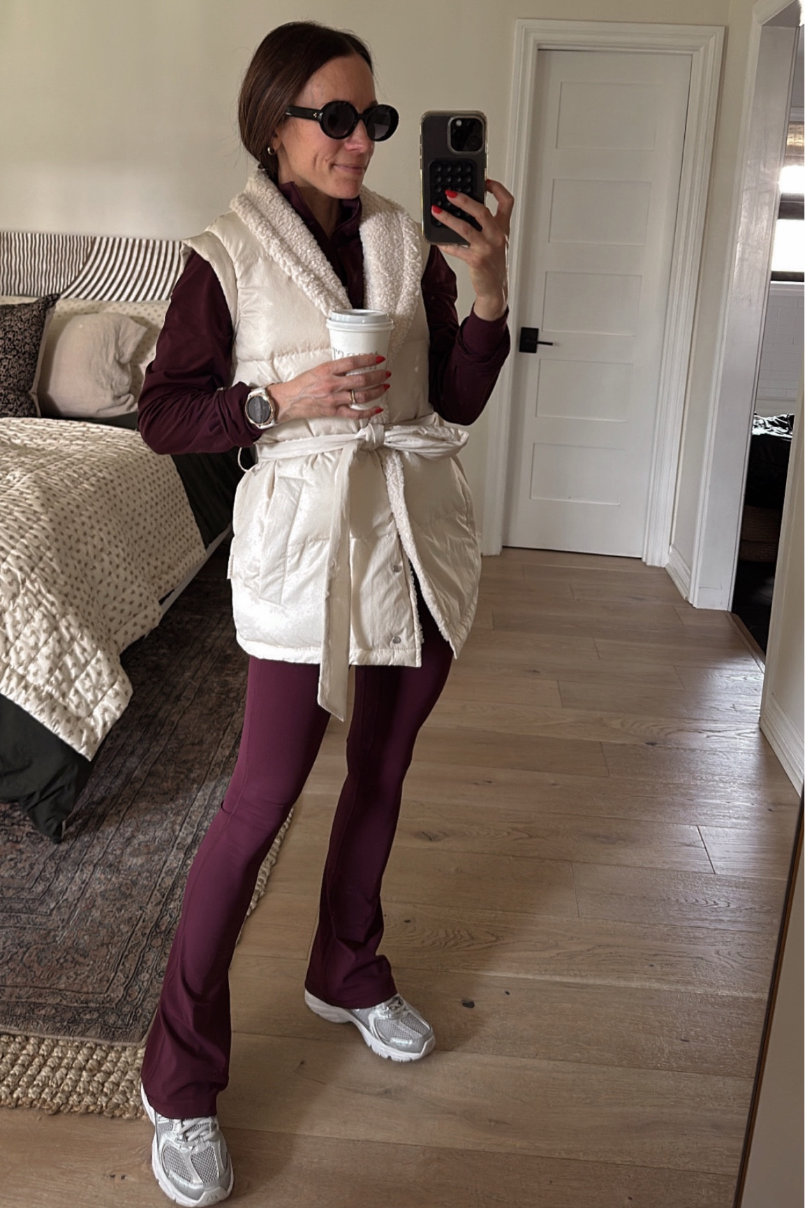 A weekend at the soccer field field 
Leggings are in the “short” inseam, and I didn’t have to alter the length (they’re long until you put shoes on)
Vest is true to size and reversible 

#LTKOver40