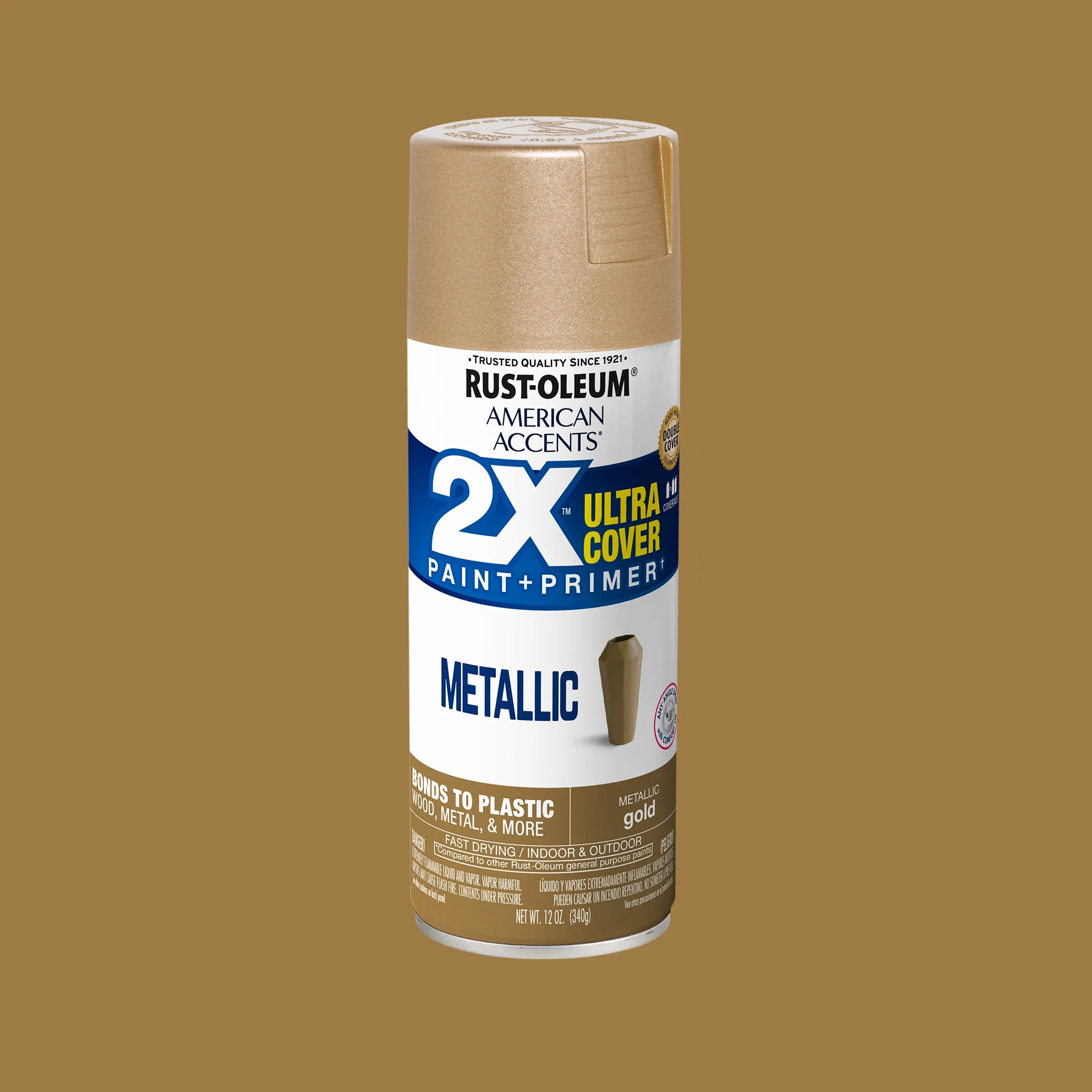 Gold, Rust-Oleum American Accents 2X Ultra Cover Metallic Spray Paint-327909, 12 oz - Walmart.com | Walmart (US)
