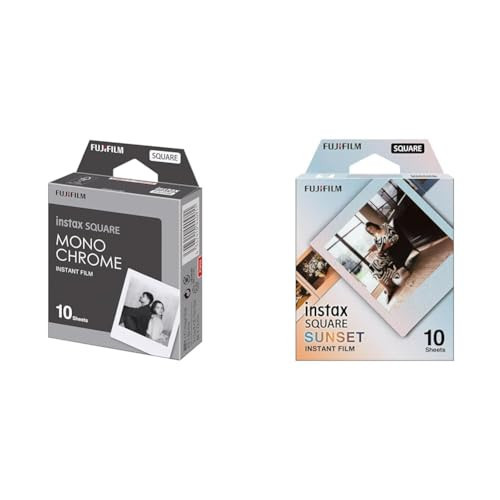 FUJIFILM Instax Square Monochrome & Sunset Instant Film Bundle - 10 Exposures Each | Amazon (US)