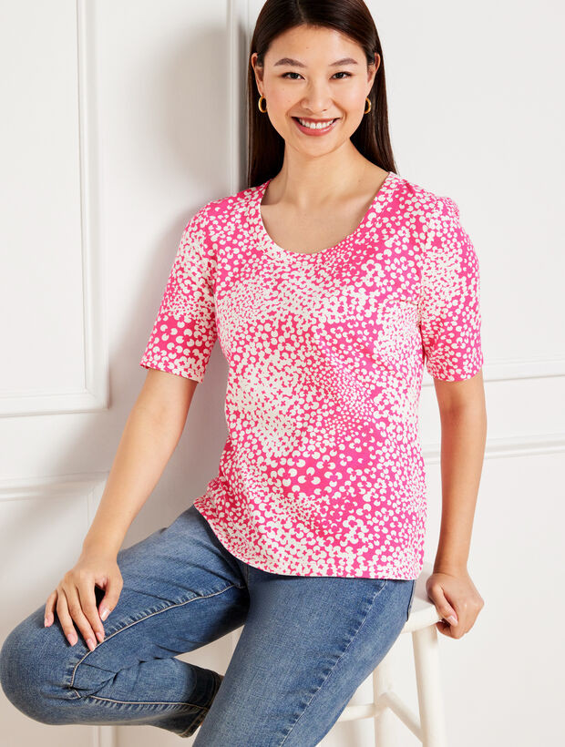 Scoop Neck Tee - Abstract Clovers | Talbots