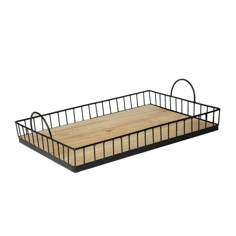 411 - Rectangular Metal & Wood Tray | Walmart (US)