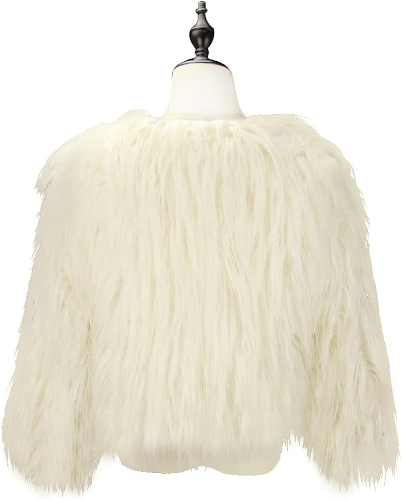 Dikoaina Women's Solid Color Shaggy Faux Fur Coat Jacket | Amazon (US)