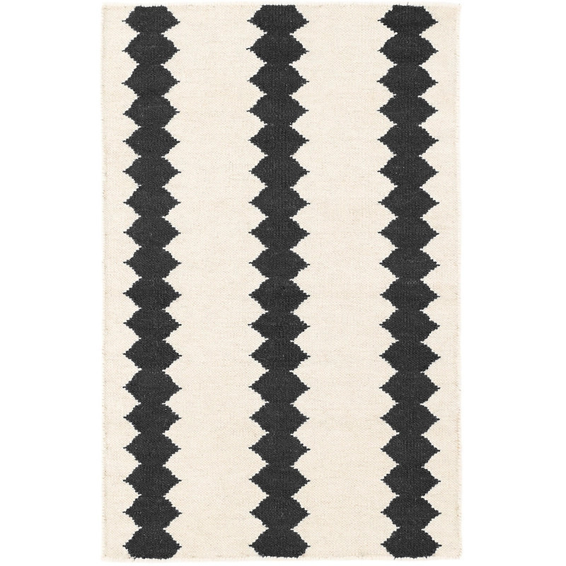 Senna Ivory/Black Handwoven Wool Rug | Annie Selke