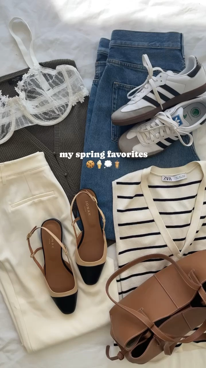 My essentials for a no-fail Spring Outfit 🌼

- cardigans
- grey and white tailored trousers
- tank tops
- camisole top
- flower embroidered lingerie
- adidas samba
- slingback shoes
- polène cyme mini
- chloé tote bag
- classic tapered jeans
- denim jackets
- classic t-shirts

#LTKSeasonal #LTKeurope #LTKstyletip