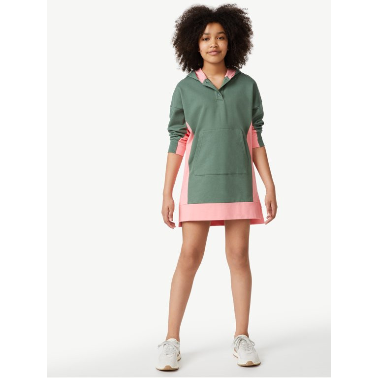 Free Assembly Girls Color Block Hoodie Dress, Sizes 4-18 | Walmart (US)