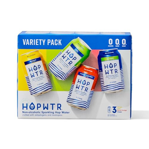 HOP WTR - Sparkling Hop Water - Variety Pack (12 Pack) - NA Beer, No Calories or Sugar, Low Carb, With Adaptogens and Nootropics for Added Benefits (12 oz Cans) | Amazon (US)