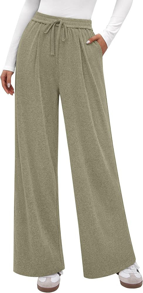 PRETTYGARDEN Women's Wide Leg Pants 2025 Fall Clothes Elastic High Waisted Knit Lounge Palazzo Pa... | Amazon (US)