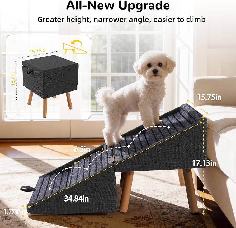 17.13" H Dog Stairs for Small Dogs, 2-in-1 Pet Steps & Ottoman - Foldable Dog Stairs for Couch, N... | Amazon (US)