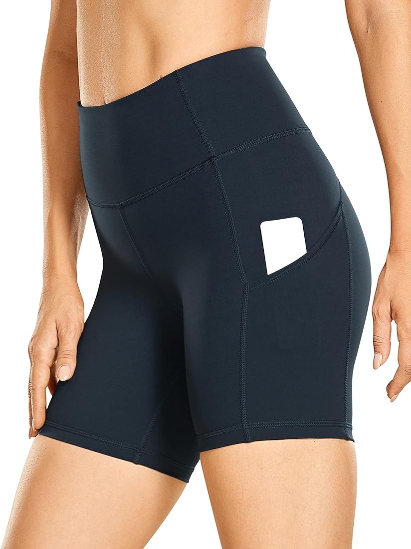 CRZ YOGA Women's Naked Feeling Light Running Shorts 6 Inches - High Waisted Gym Biker Compression... | Amazon (US)