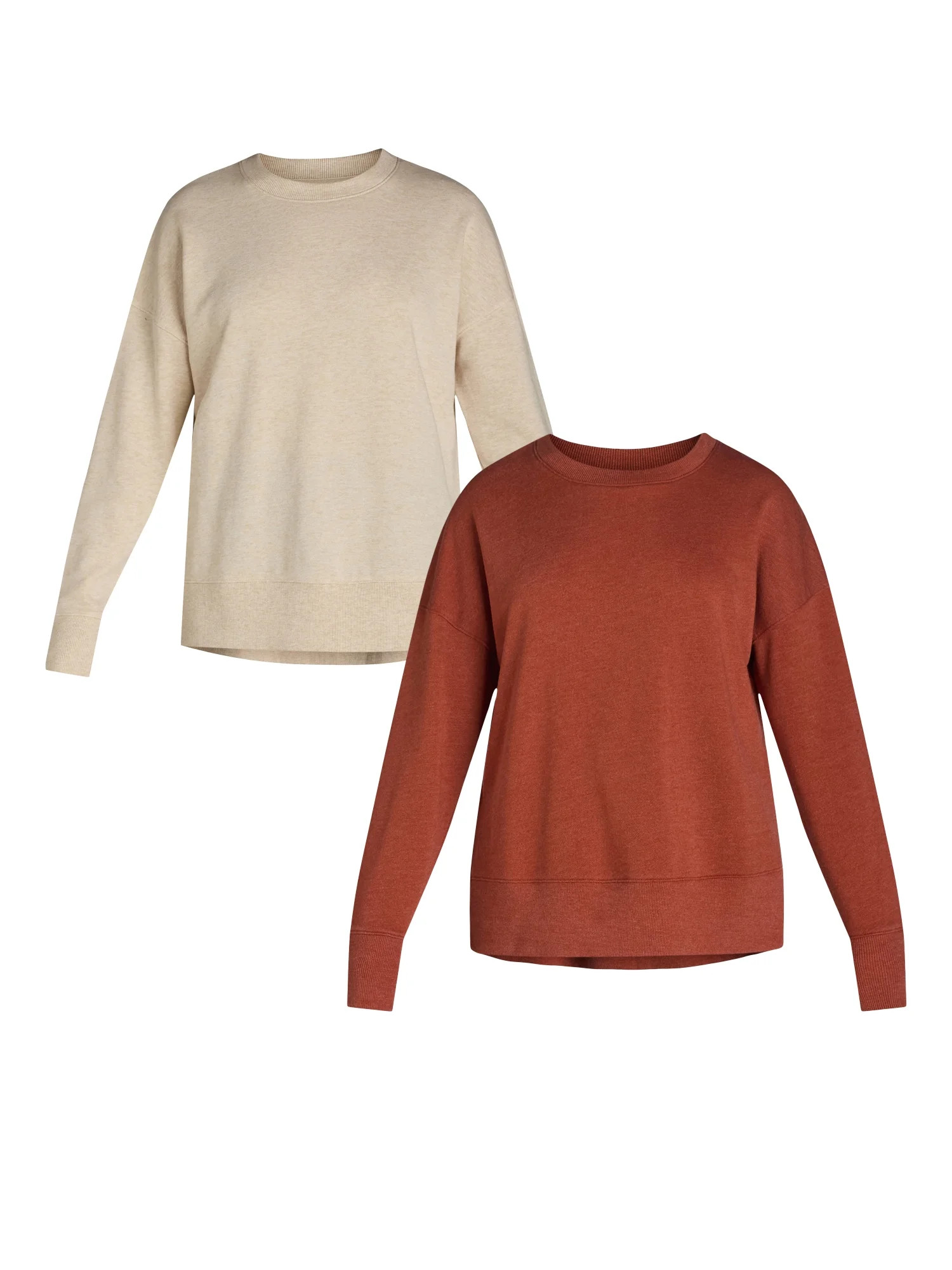 Time and Tru Women's Crewneck Sweatshirt with High-Low Hem, 2-Pack, Sizes XS-XXXL | Walmart (US)