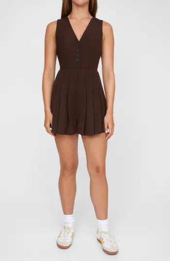 Tailored Pleated Hem Sleeveless Romper | Nordstrom