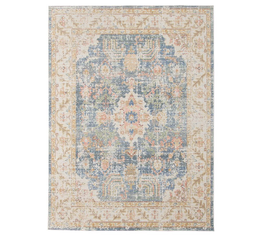 Preece Easy Care Synthetic Rug, 5'3&amp;quot; x 7'3&amp;quot;, Indigo Blue/Ivory | Pottery Barn (US)
