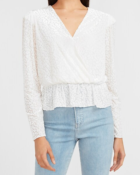Velvet Burnout Leopard Peplum Top | Express