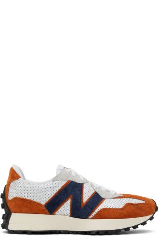 White & Orange 327 Sneakers | SSENSE
