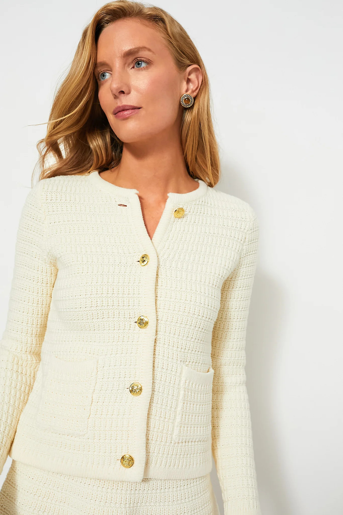 Cream Woven Maybourne Cardigan | Tuckernuck (US)
