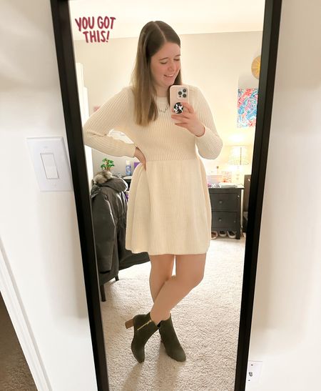 Use code SARAHFLINT-BASIMPLYASH for $50 off my shoes! 🤍

Sweater dress. Sarah Flint booties. Casual style. Office outfit.

#LTKstyletip #LTKunder50 #LTKshoecrush