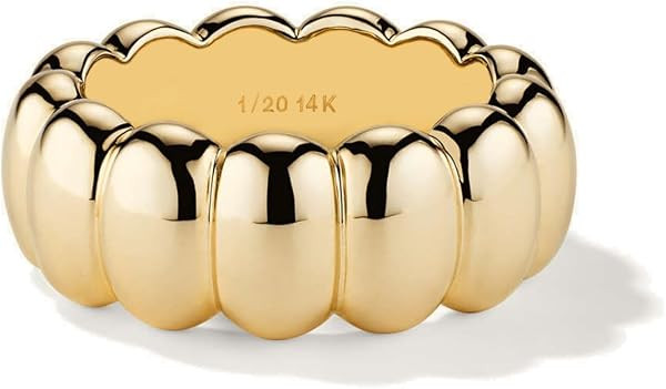 NOKMIT 14K Gold Filled Chunky Statement Rings, Stackable Band for Women | Amazon (US)