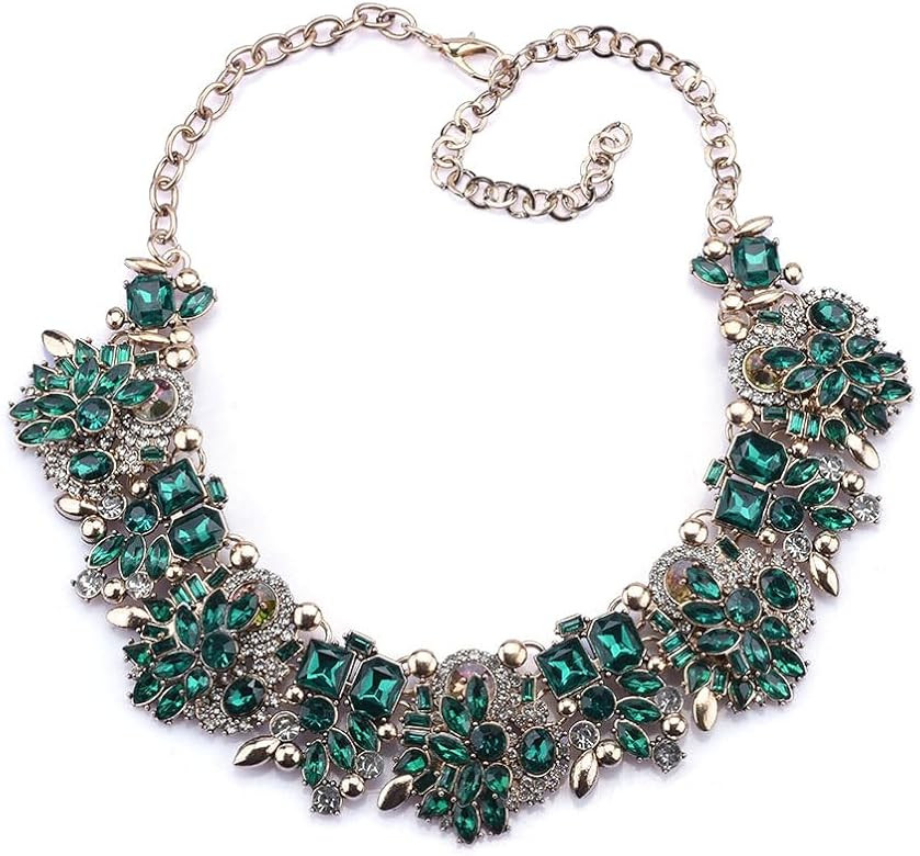 Bib Statement Necklace Colorful Glass Crystal Collar Choker Necklace for Women Fashion Accessorie... | Amazon (US)