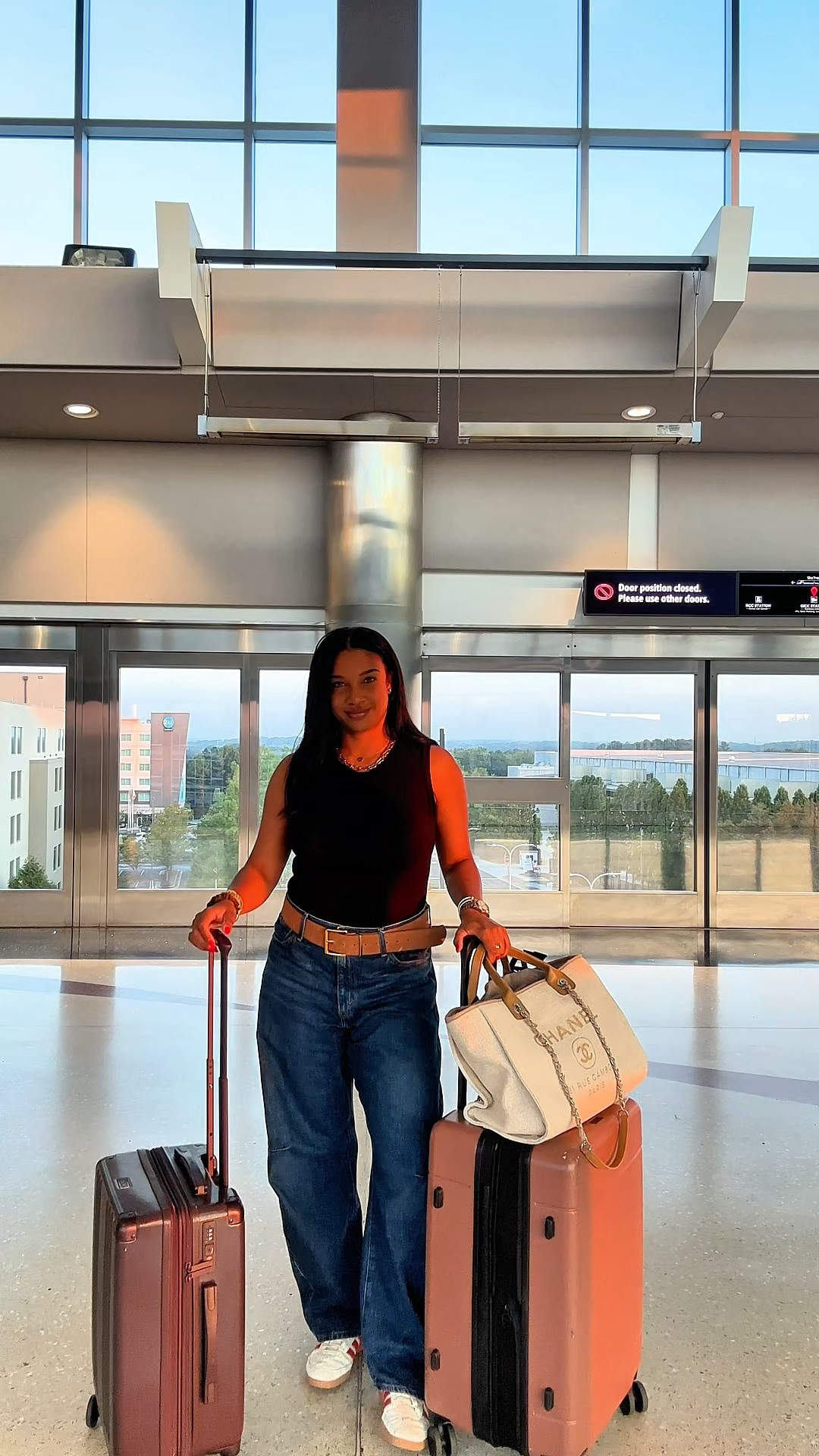 My go to kind of travel outfit ✈️ comfy enough for a flight but still put together. Wide leg jeans, a simple black tank, sneakers + my favorite travel accessories. Everything linked 🤎

airport outfit, travel outfit, airport style, comfortable travel outfit, wide leg jeans, casual travel style, travel day outfit, women’s airport outfit, chic airport outfit, sneakers outfit

#LTKCon #LTKgrwm #LTKTravel