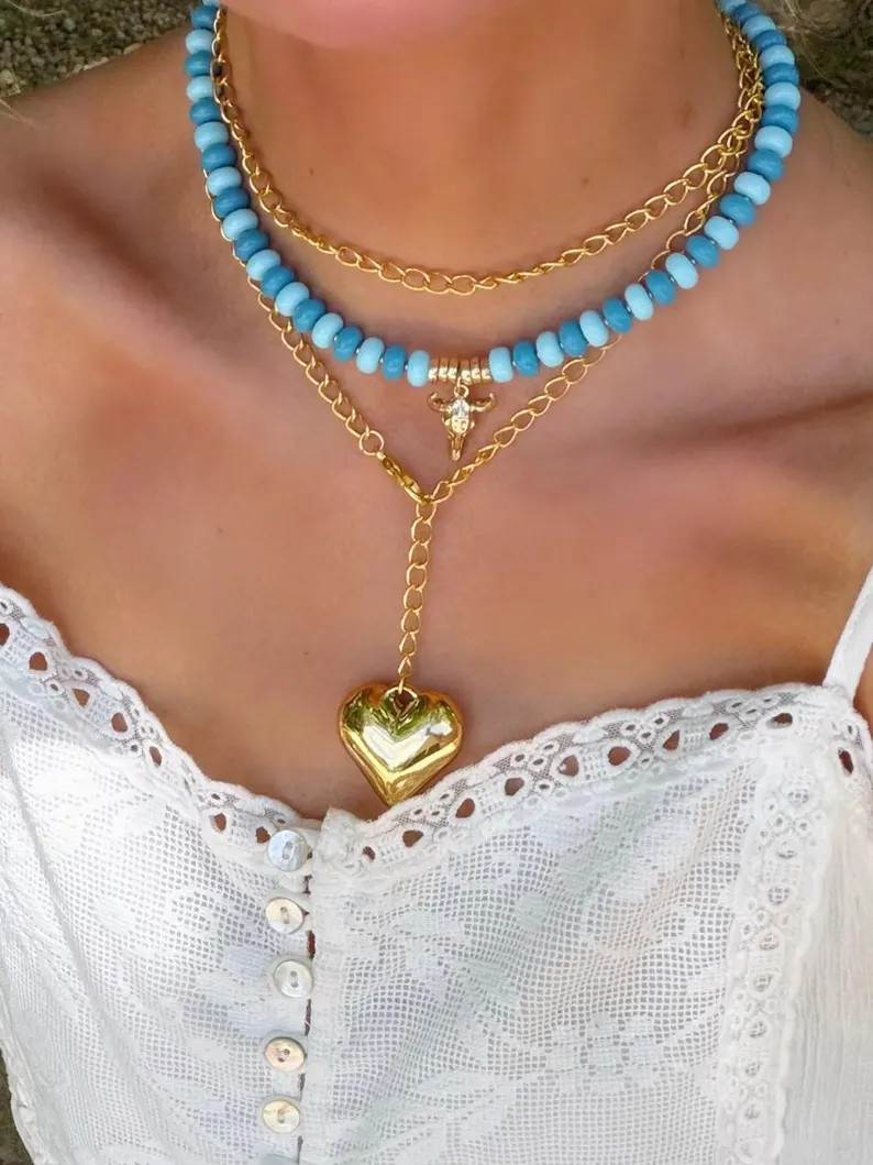 Ocean Longhorn Beaded Necklace - Etsy | Etsy (Global)