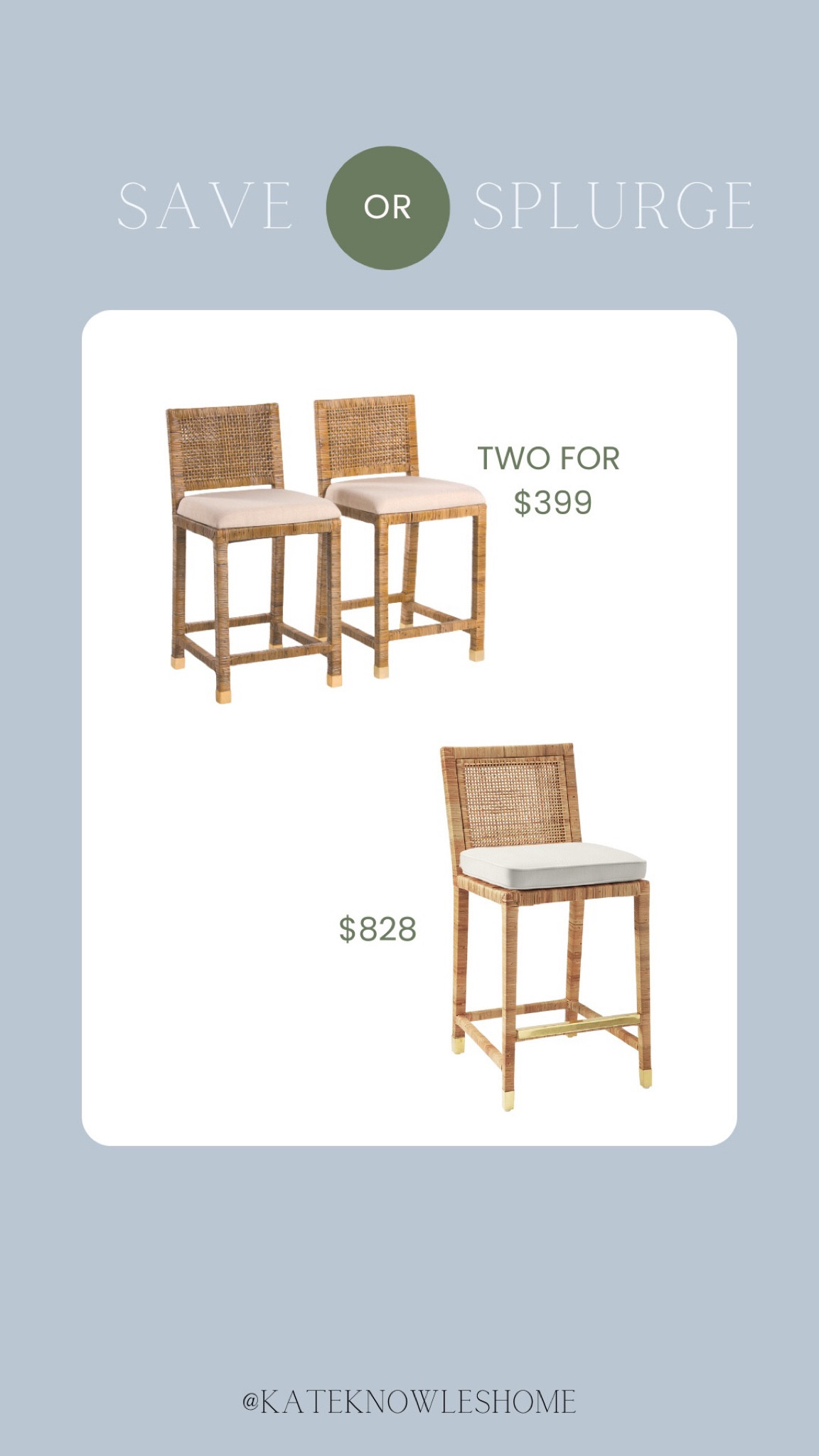 Serena and Lily balboa counter stool dupe, rattan barstool, rattan counter stool, counter stools, coastal barstool, coastal counter stool, coastal kitchen, coastal furniture, look for less, save vs splurge 

#LTKhome #LTKsalealert