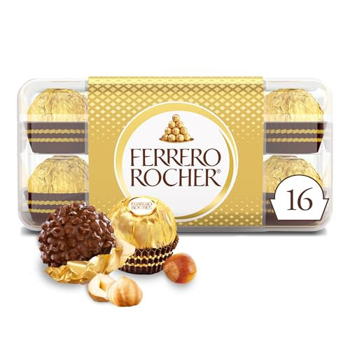 Ferrero Rocher, Premium Milk Chocolate Hazelnut, Individually Wrapped, Chocolate Gift Box, 16 Count, 7 oz | Amazon (US)